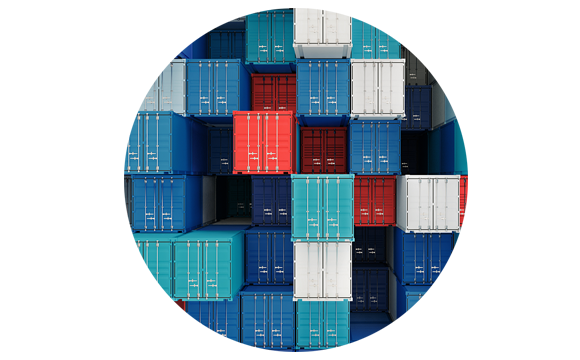 containers de colores apilados