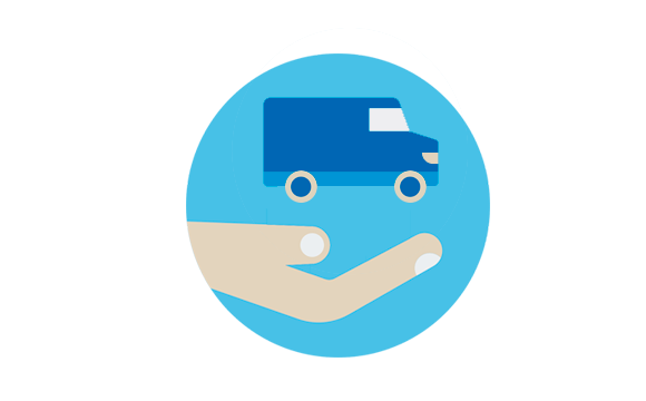 icono de una mano y una furgoneta