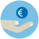 icono de una mano y una moneda