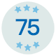 número 75 y estrellas