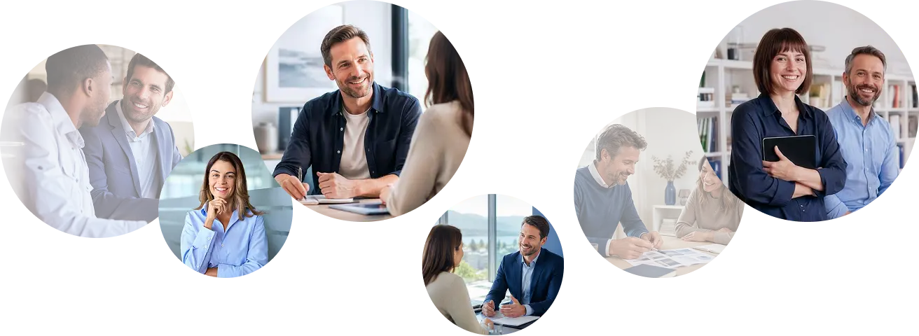 personas en distintas situaciones de trabajo
