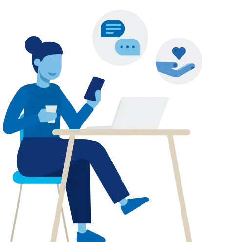 icono persona con móvil y café