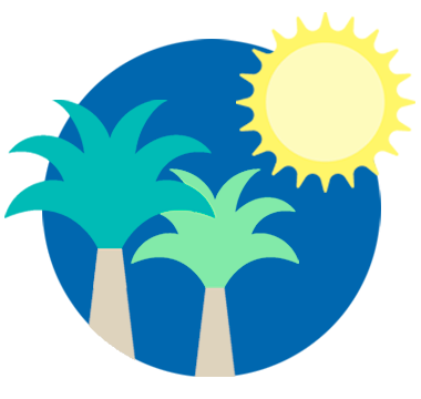 icono palmeras y un sol